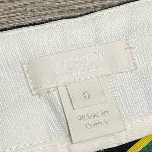 J. Crew skimmer striped ankle pants Ivory Blue Green Yellow Black size 0. - Picture 6 of 9